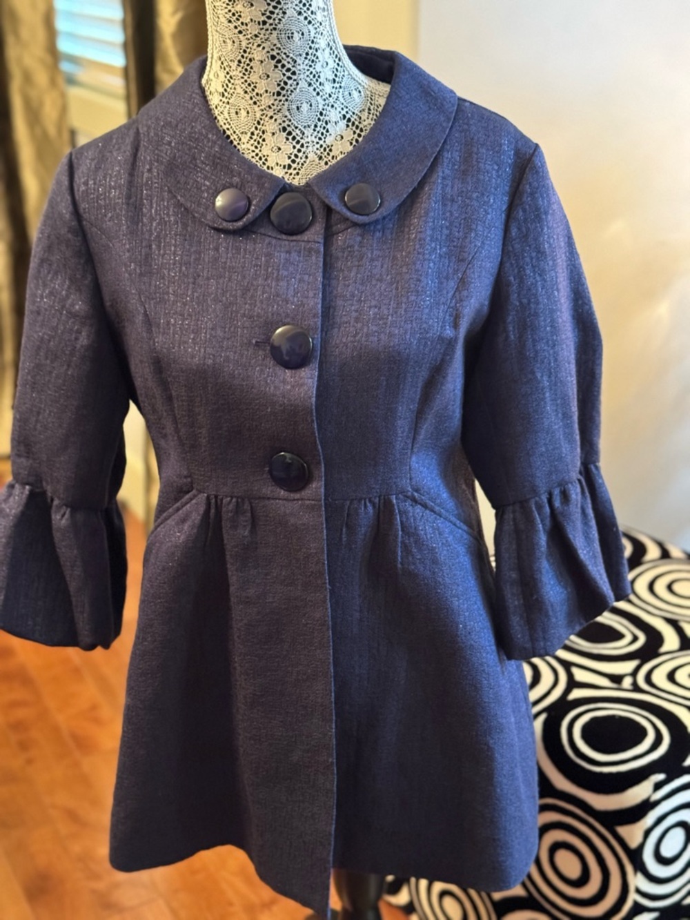 mac & jac Navy Button-Front Jacket - Picture 3 of 6